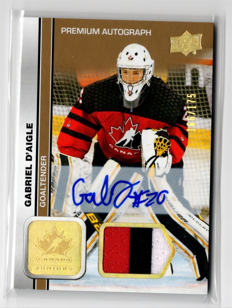 2023-24 Upper Deck Team Canada Juniors Premium Auto Patch Gabriel D'aigle /175