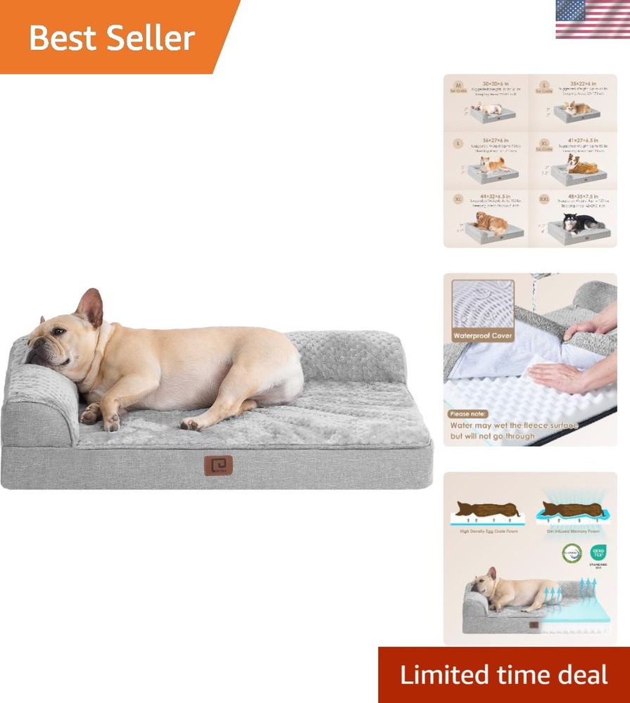 30x20 Waterproof Memory Foam Dog Bed with Non-Skid Base & Easy-Clean Design
