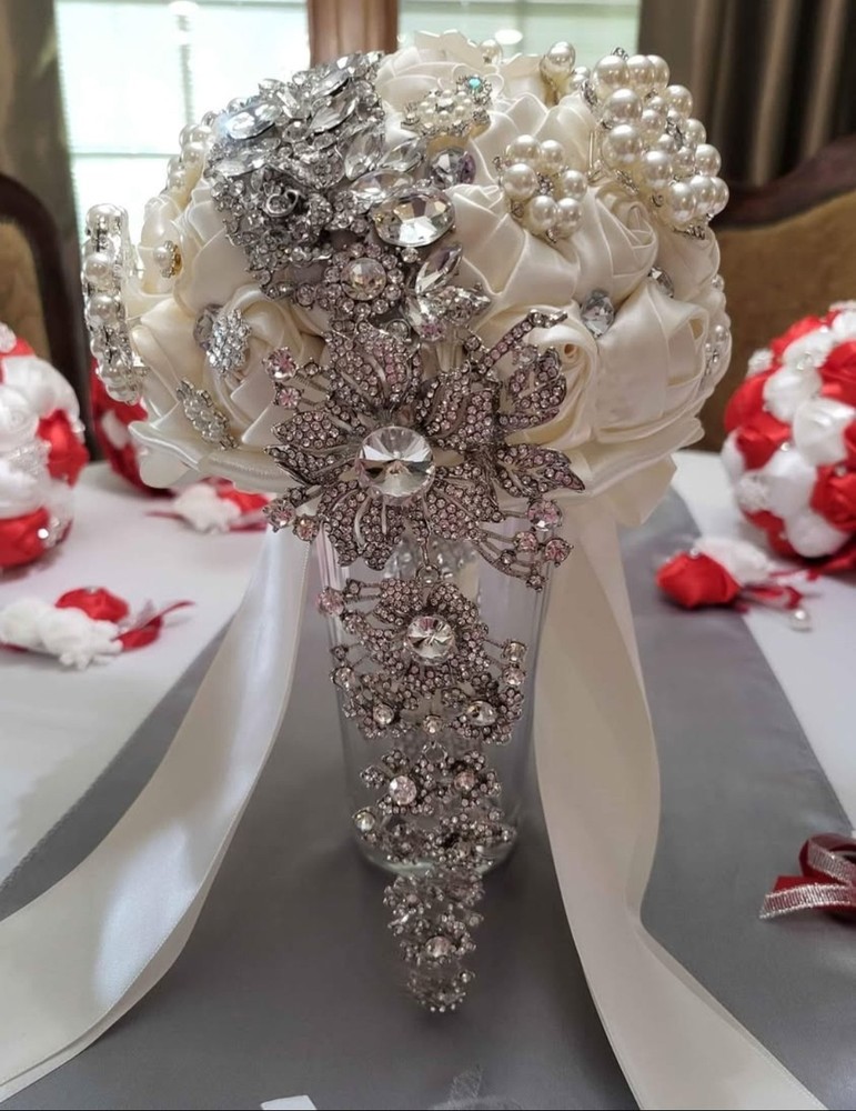 2pc/lot Bridal Wedding Bouquet Satin Rose & matching corsage and boutonniere