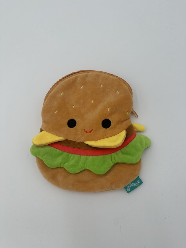 8 Inch Kellytoy Squishmallow Carl the Burger Zipper Pouch for School Supplies