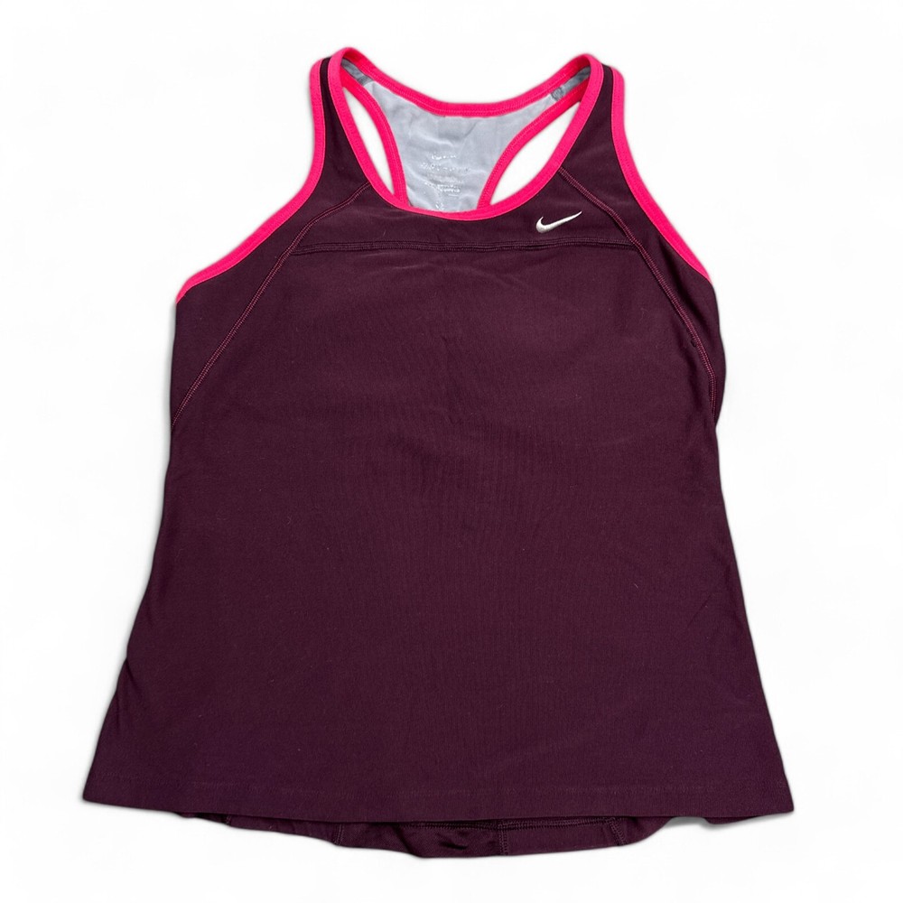 Nike Dri-Fit Tank Top Womens Size Small Red Racerback Semi Padded Athletic