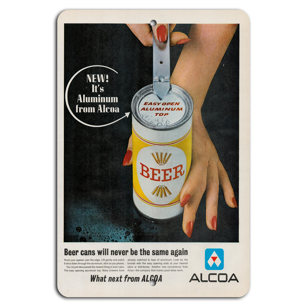 Retro Aluminum Beer Can Sign with Easy Open Top for Nostalgic Decor