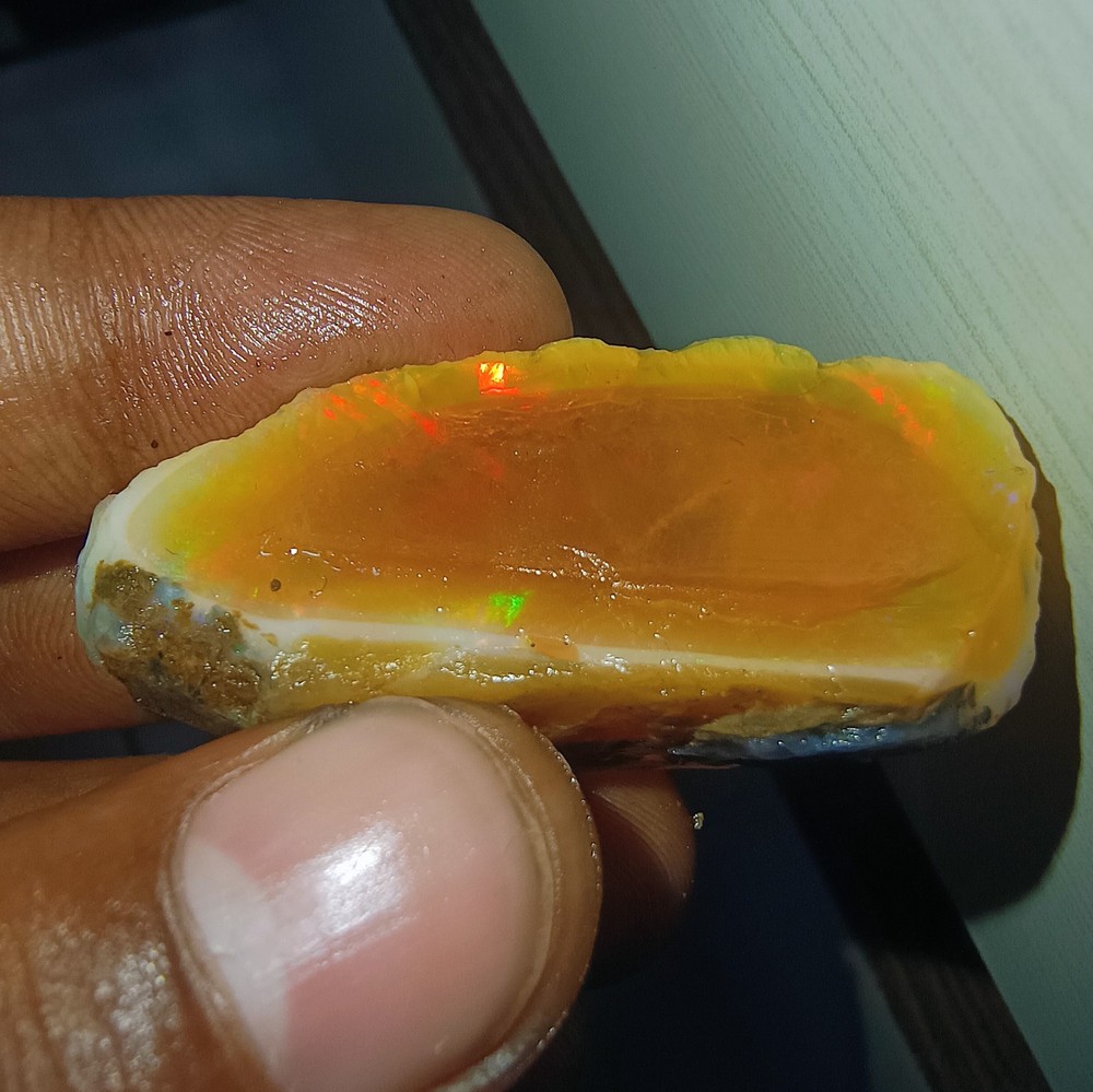 85.6 Ct Natural Ethiopian Fire Opal Rough Untreated Certified Gemstone SEE VIDEO