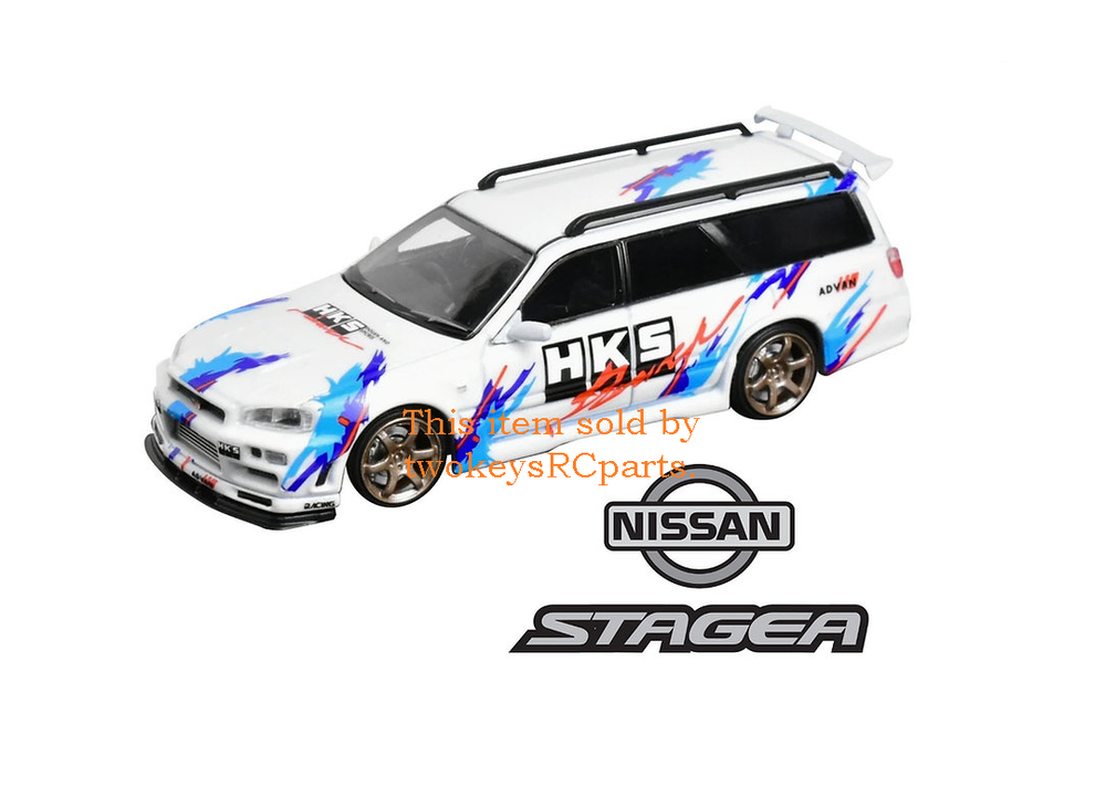 1/10 Scale RC Nissan R34 Stagea Wagon Clear Lexan Body with HKS Decals for Tamiya Models