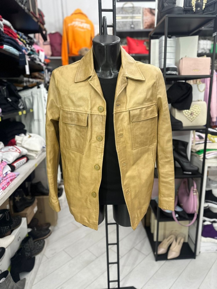Generic Jacket Genuine Leather Used Man Size 56 Beige LLV124