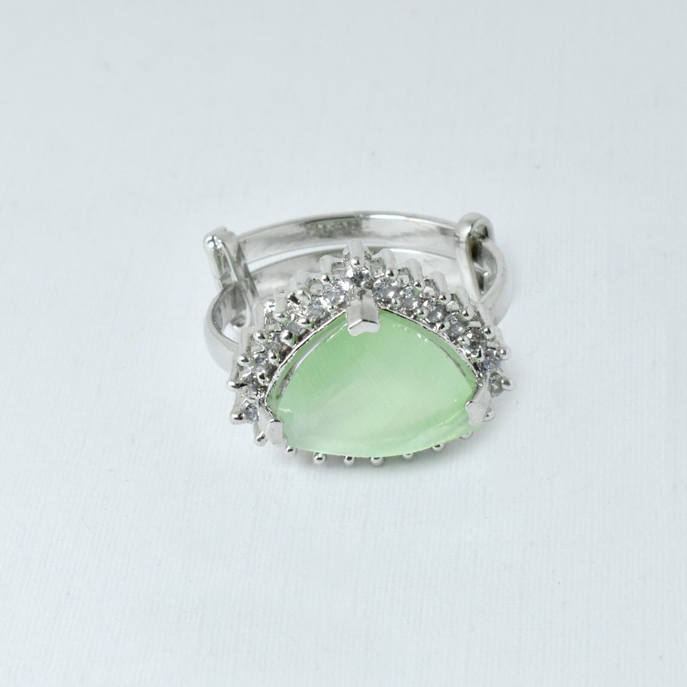 Quartz and CZ diamond engagement ring in white plating, perfect gift for her