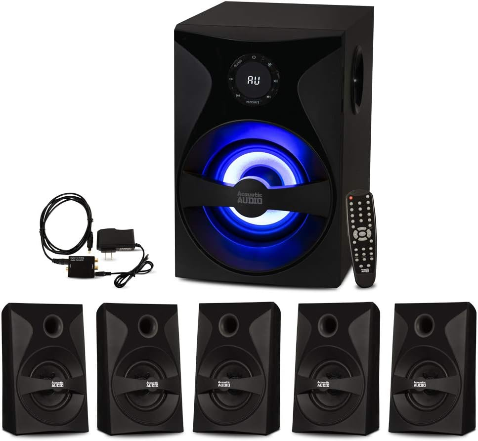 Goldwood Bluetooth 5.1 Surround Sound Home Theater Speaker System with LED Displ
