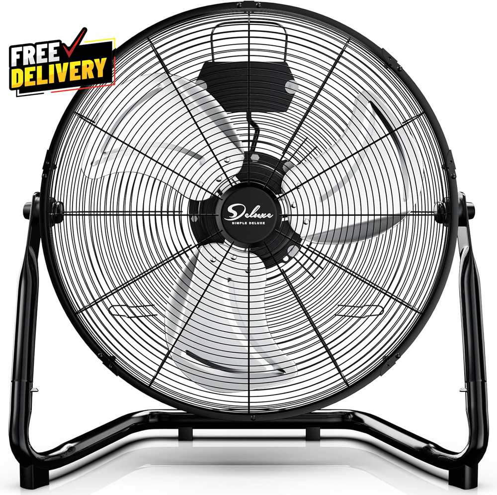 18in High Velocity 3 Speed Metal Floor Fan Heavy Duty Industrial Black 1Pack