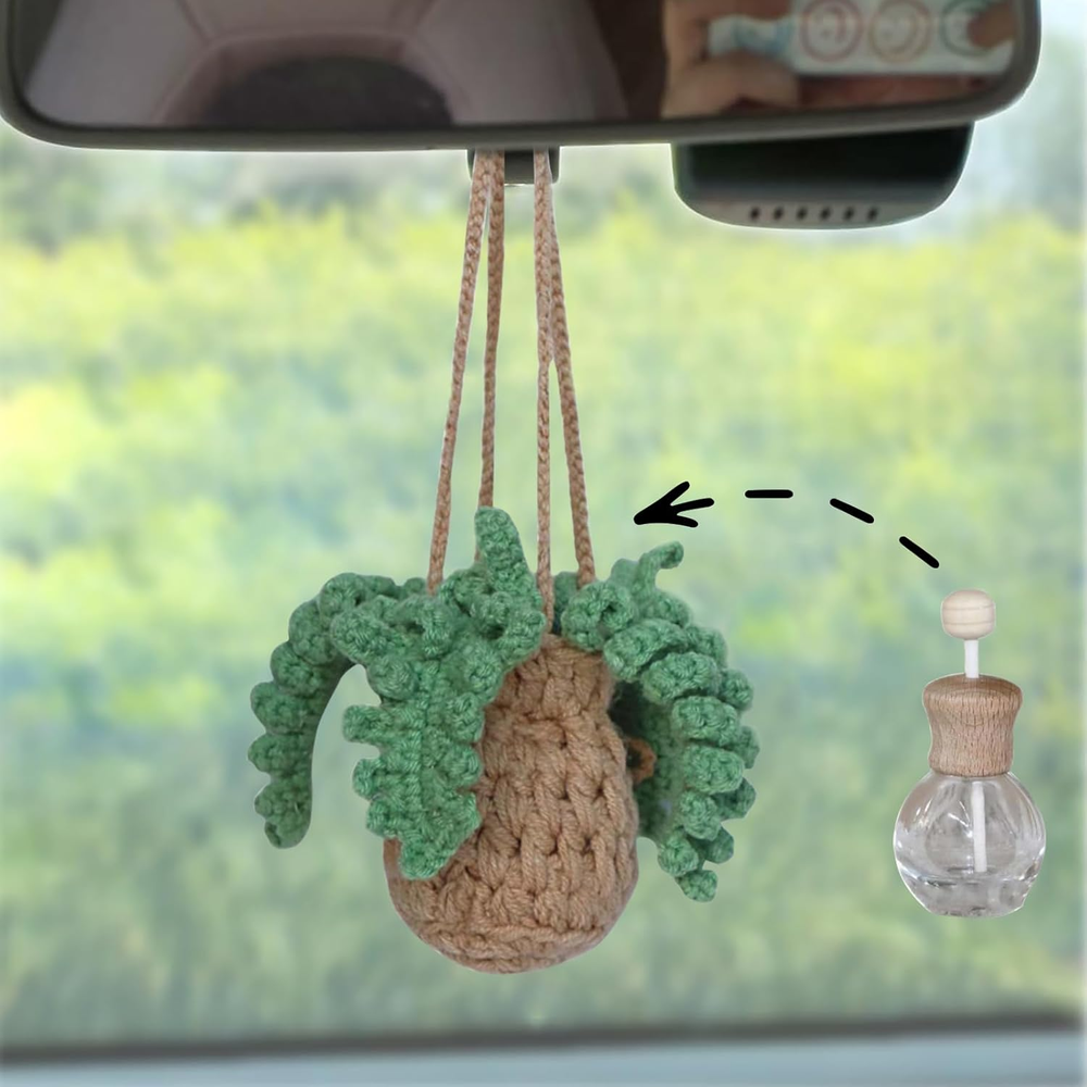 Car Ornaments Refillable Crochet Car Air Freshener 12Ml Diffuser Bottle with Cut