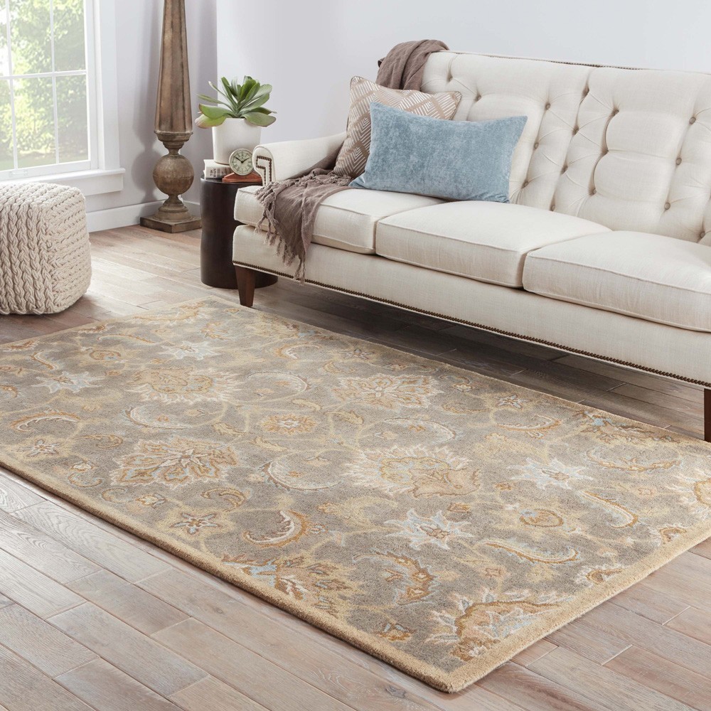 5x8|6x9|8x10|9x12|10x14|12x15|12x18silver gray/soft gold hand tufted Rug