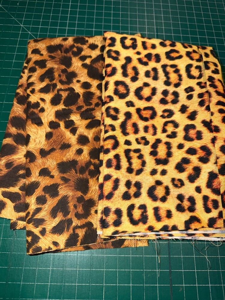 HALF YARD 100% cotton fabric by the HALF yard 18 x 44 Animal Cheetah print  2 pc