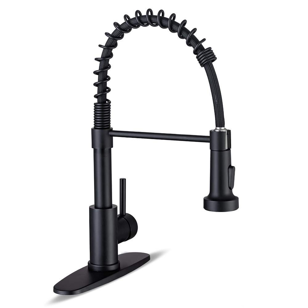 WEWE Matte Stainless Steel Kitchen Faucet with Pull Down Sprayer