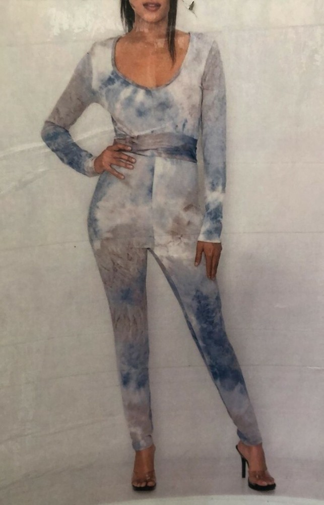 Buttery Soft Cat Bodysuit in Sky Plum Blue Size Large L with Tie Front - Flash Sale-image