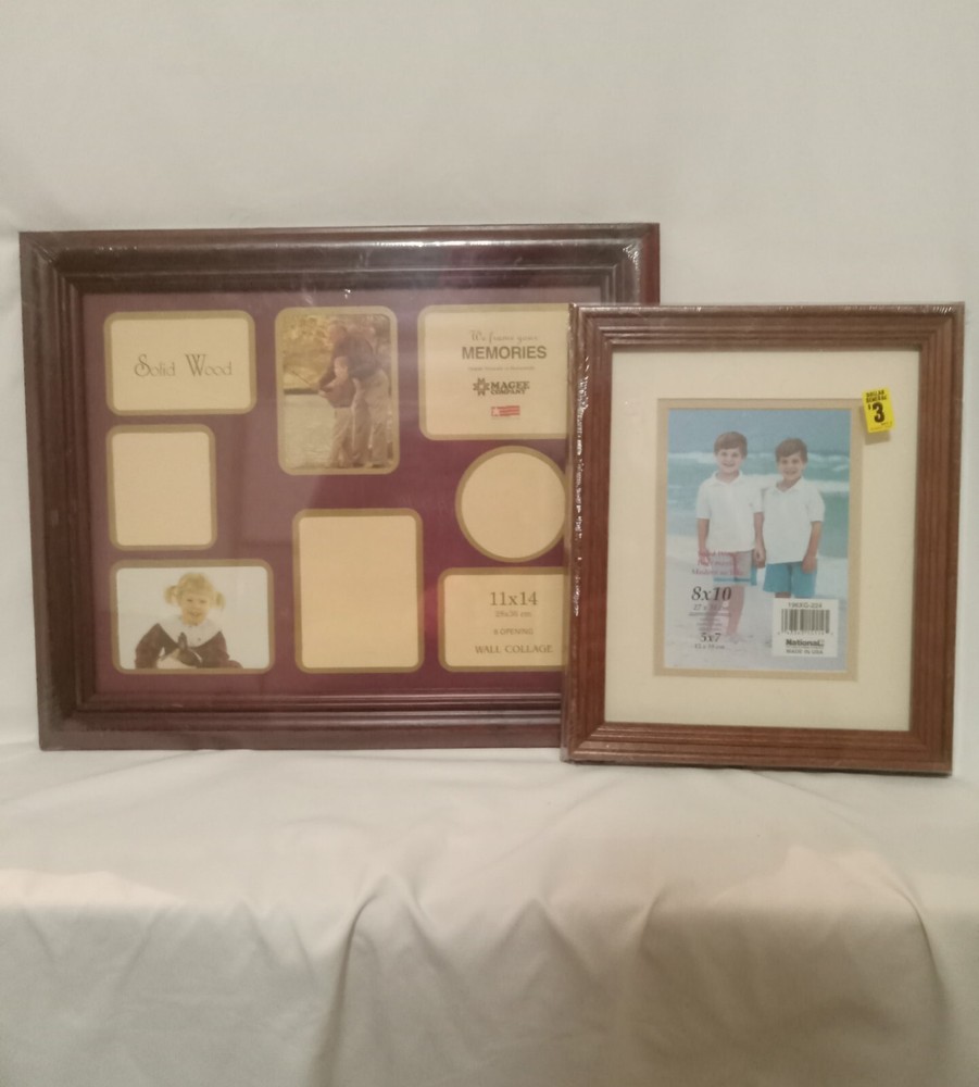 Pair 0f various sized Picture Frames solid wood Edging Glass Front MU