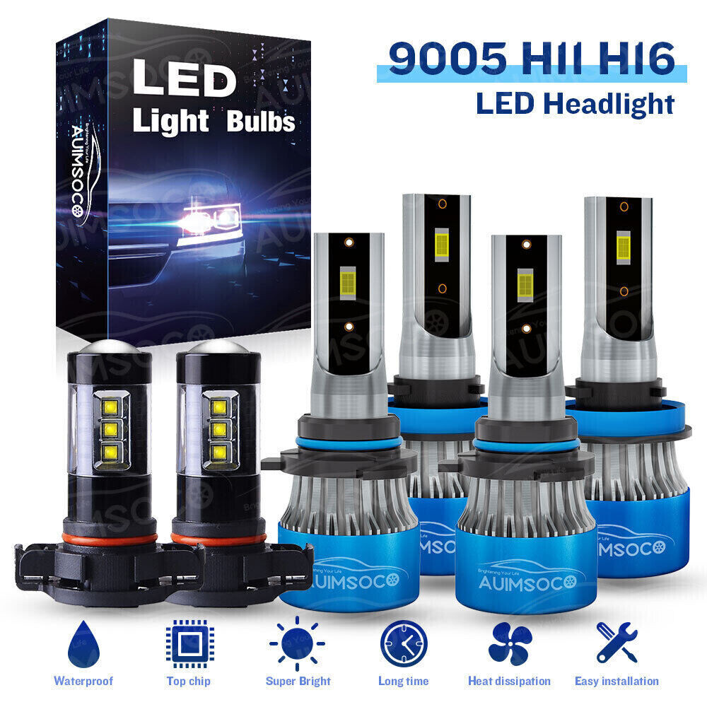 LED Headlights+Fog Lights Bulbs White For Chevy Suburban 2500 2007 2008-2013 6x