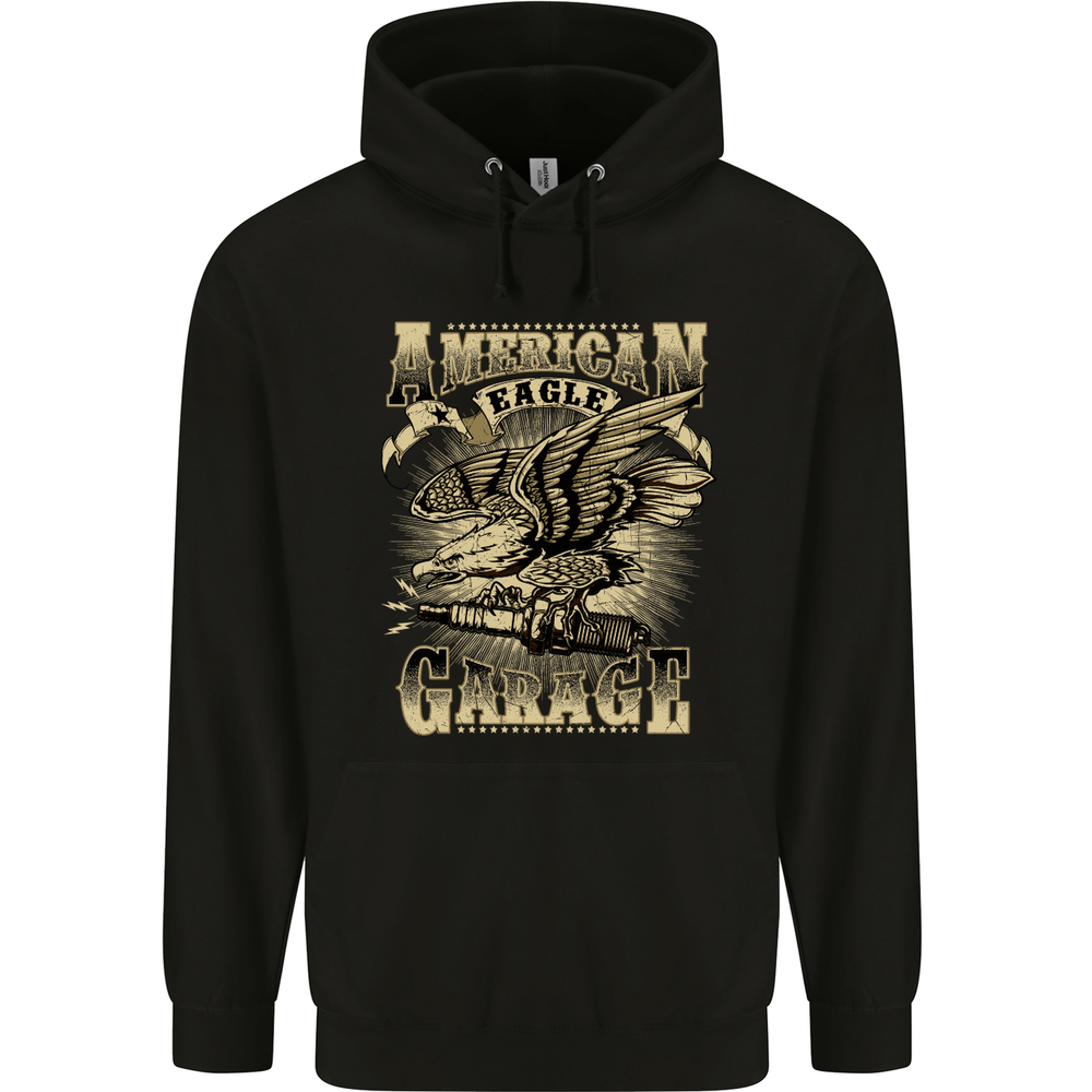 Eagle Garage Bike Motorbike Mens 80% Cotton Hoodie