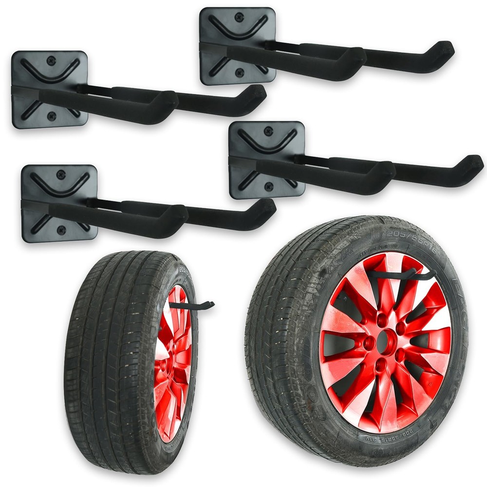 Heavy Duty Garage Wall Mount Tire Hooks Organizer Rack for Tools Hardware Storage