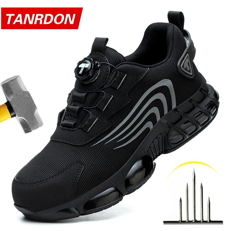 TANRDON, Black, Men, Size 43, Model D9071 - Anti-Impact & Anti-Piercing Safety