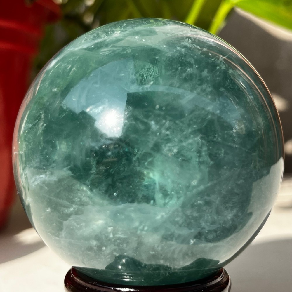 419g Natural Green Fluorite Quartz Ball Crystal Sphere Meditation Healing