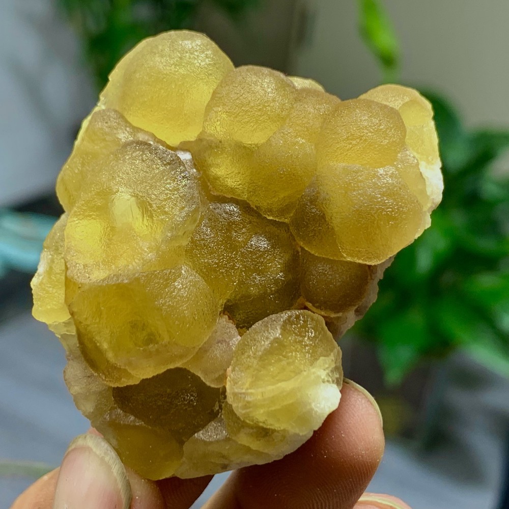 86G Natural transparent yellow spherical Fluorite Mineral Crystal sampleChina