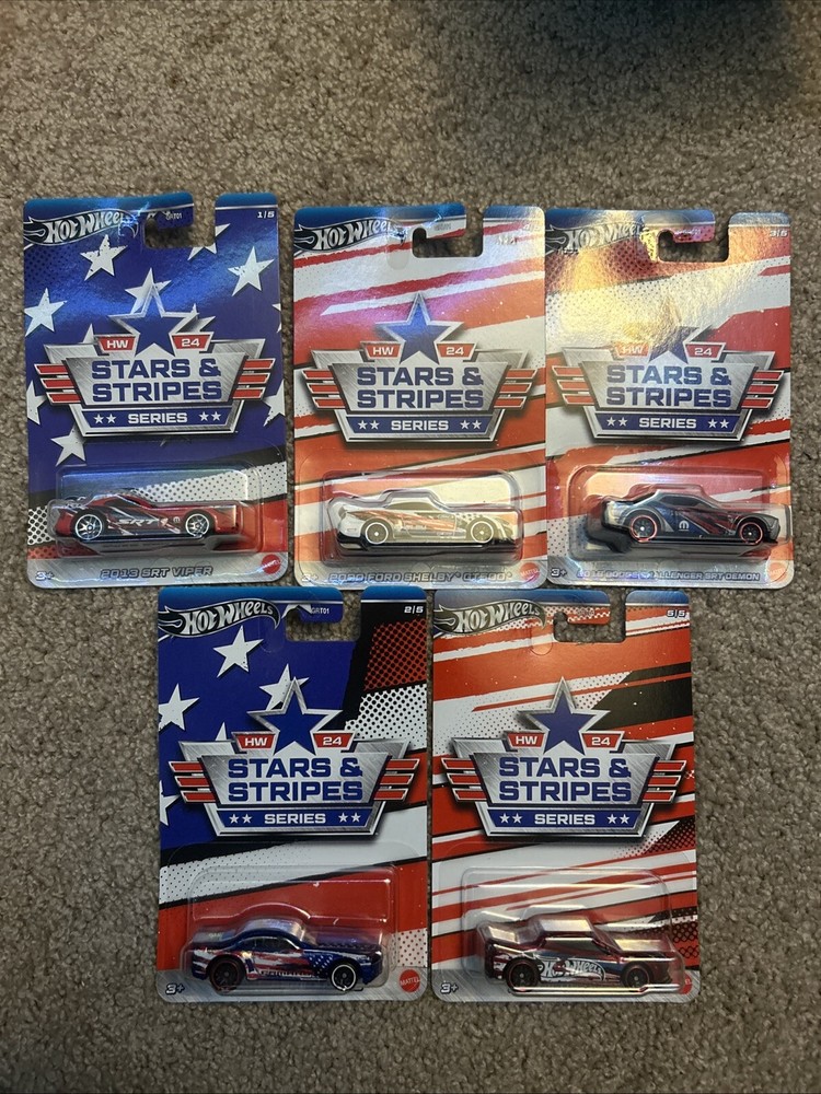 Hot Wheels Stars & Stripes Series Complete 5-Car Set