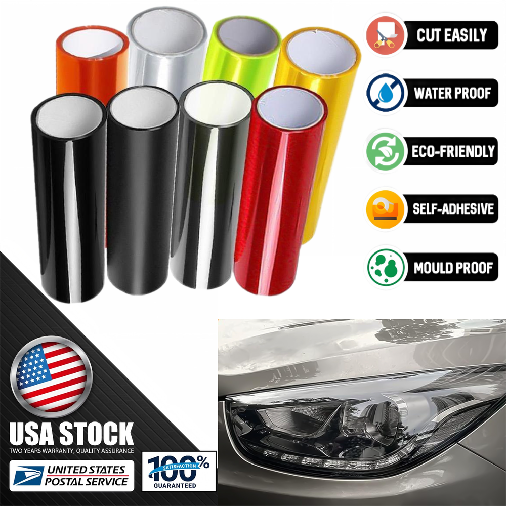 Gloss Red Black Yellow Smoke Vinyl Tint Film for Headlights Taillights Fog Lights