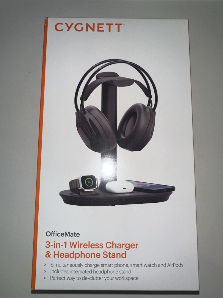 Cygnett OfficeMate 3-in-1 Wireless Charger for iPhone AirPods and Headphones