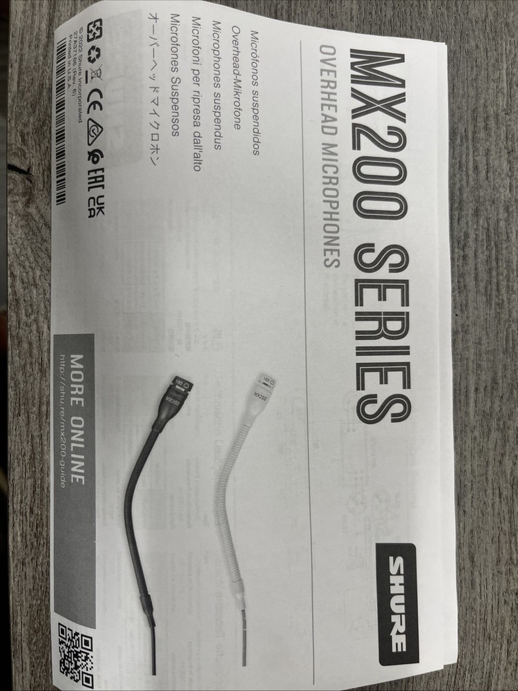 Shure MX202WP-A/C Microflex Overhead Microphone - Bright White