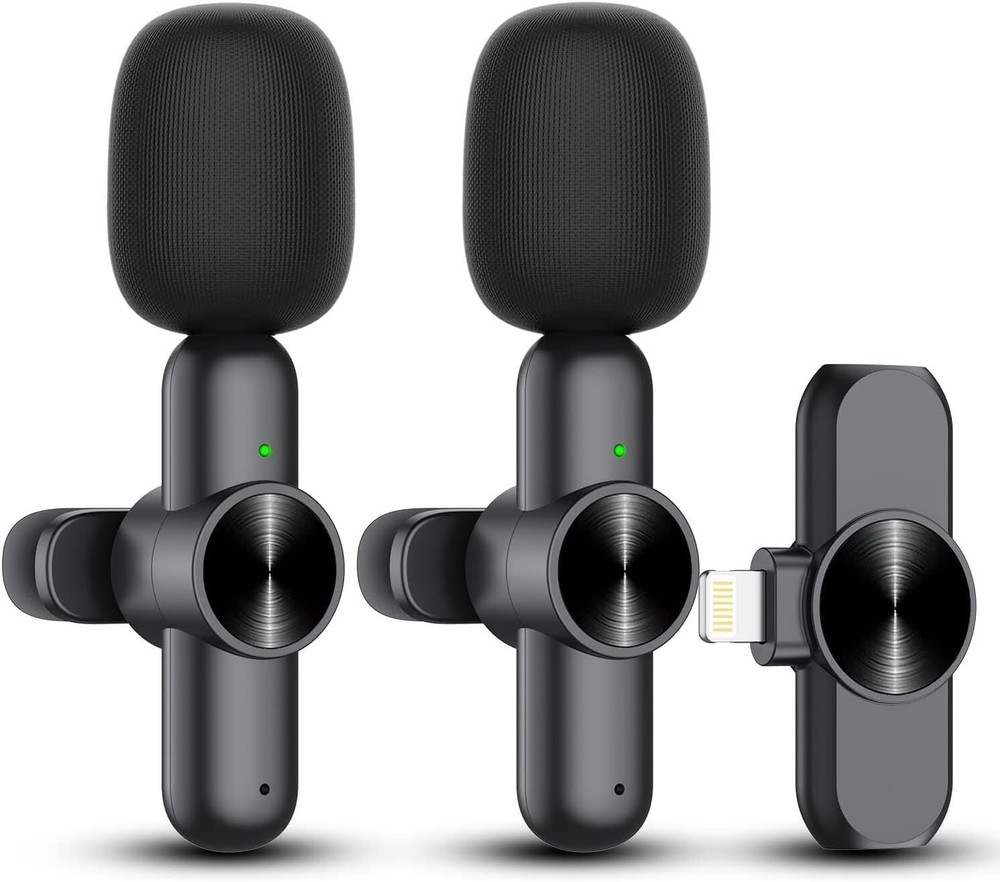 Wireless Lavalier Lapel Microphone for iPhone iPad - Professional Cordless Clip