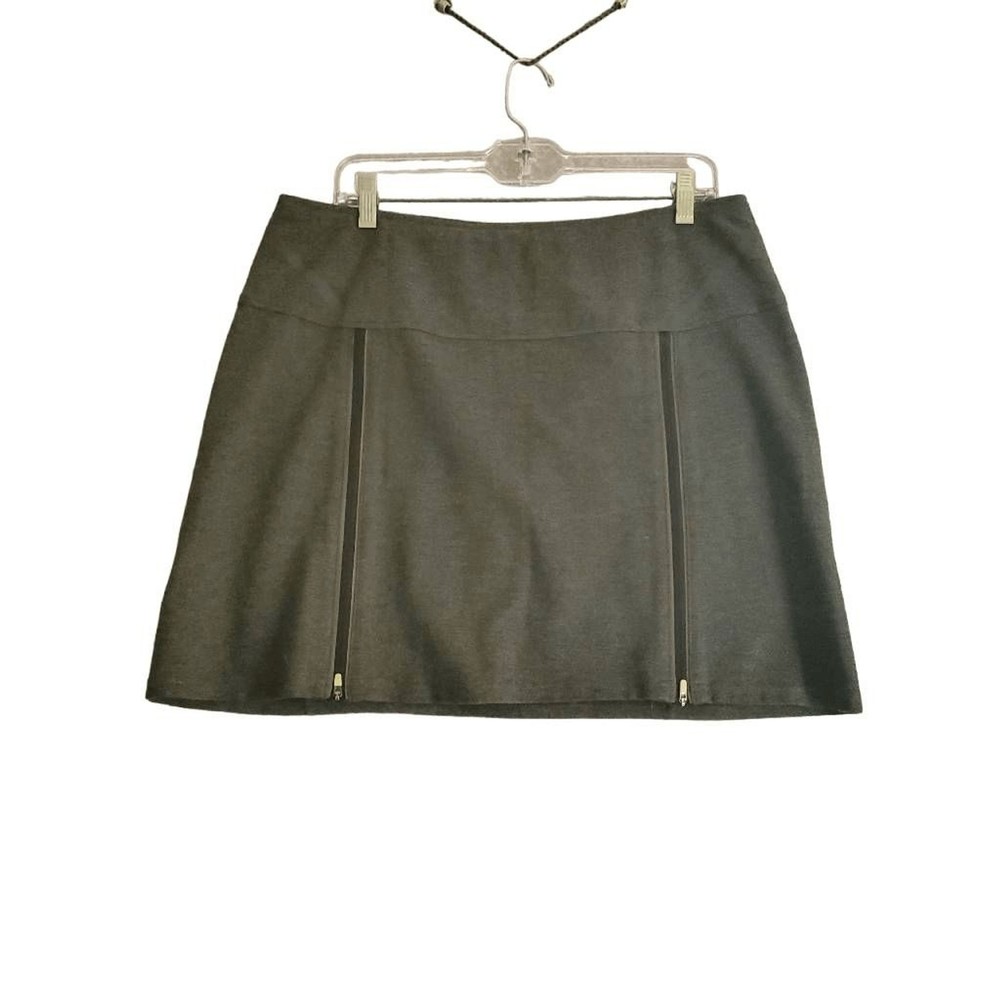 Title Nine Women's Gray Front Zippers Athletic Back Pocket Mini Skirt L