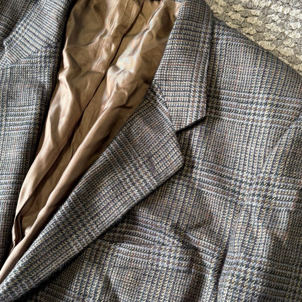 Vintage Burberrys Mens 40R Tweed Glen Plaid Wool Sport Coat Blazer USA Made