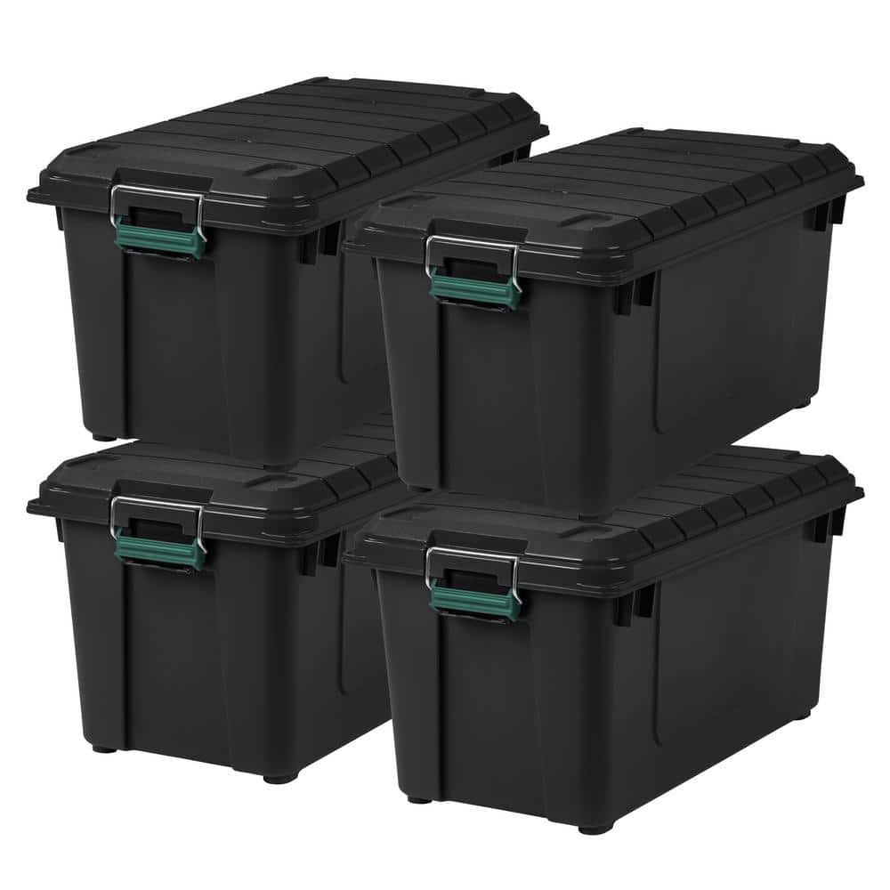 21gal Remington Weathertight Storage Bin Black 4-Pack – Airtight Outdoor Organizer