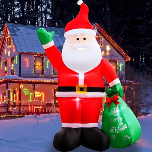 8FT Outdoor Christmas Inflatables Decorations Santa Claus with Gifts Bag