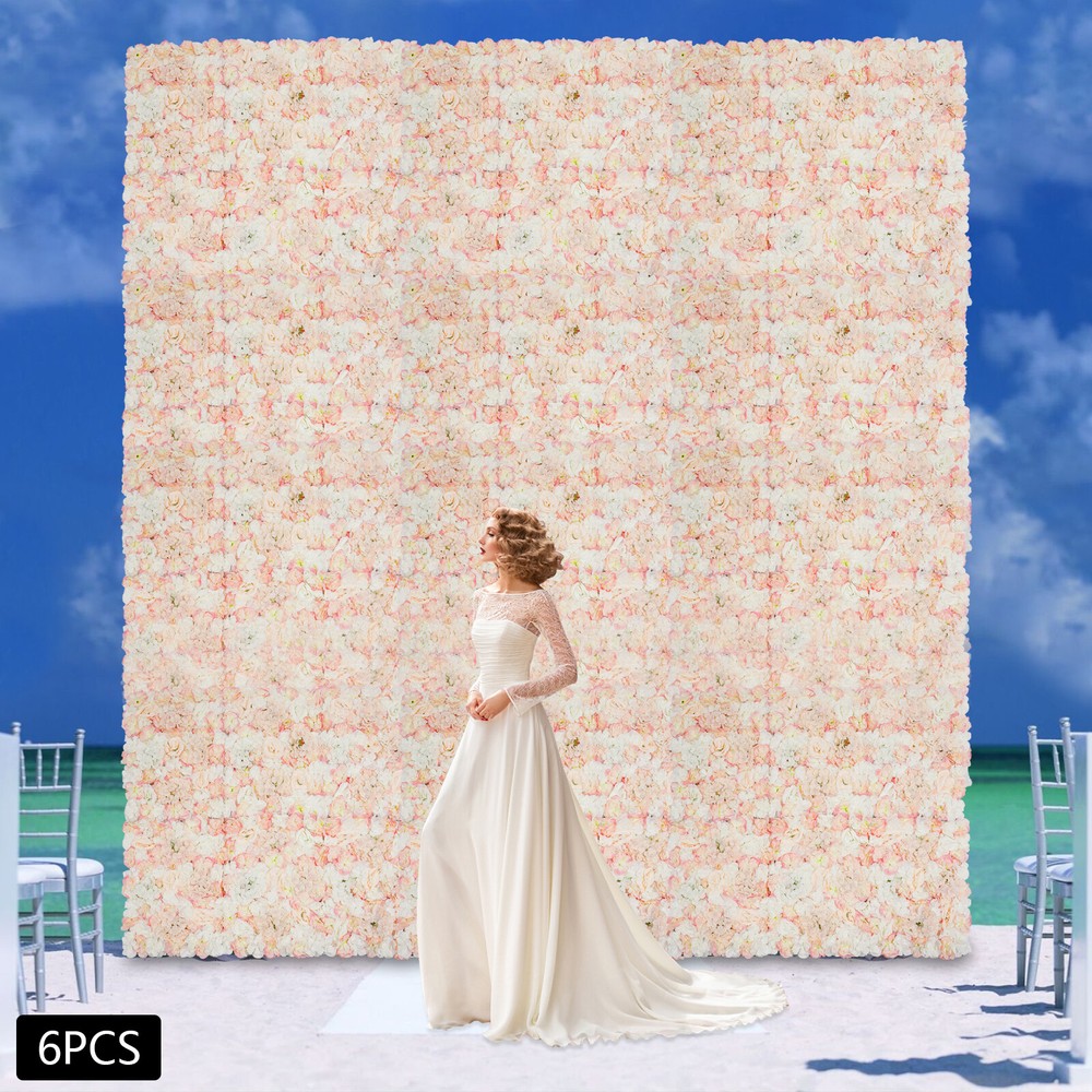 6 Pcs Artificial Silk Flower Wall Panel Floral Backdrop Party Wedding Decoration
