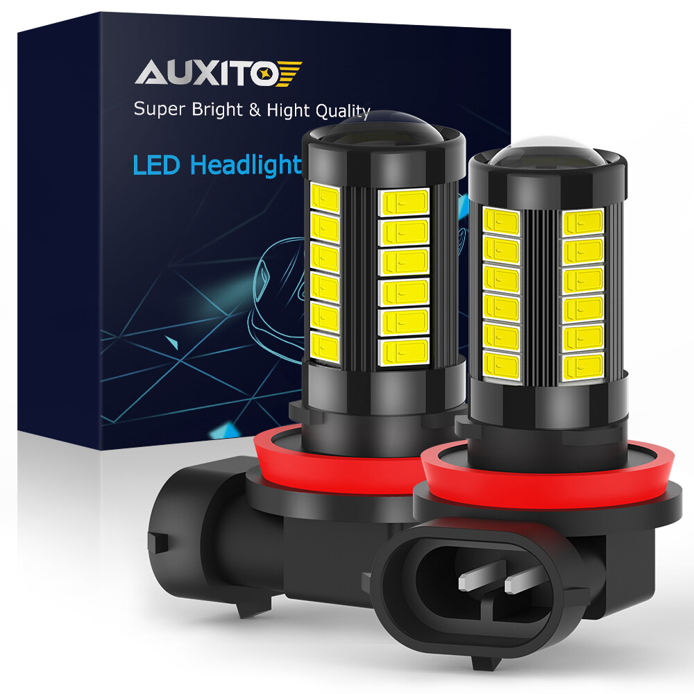 2xH11 H8 H9 LED Foglight Bulb Combo Low High Beam Super White Bright Lamp AUXITO