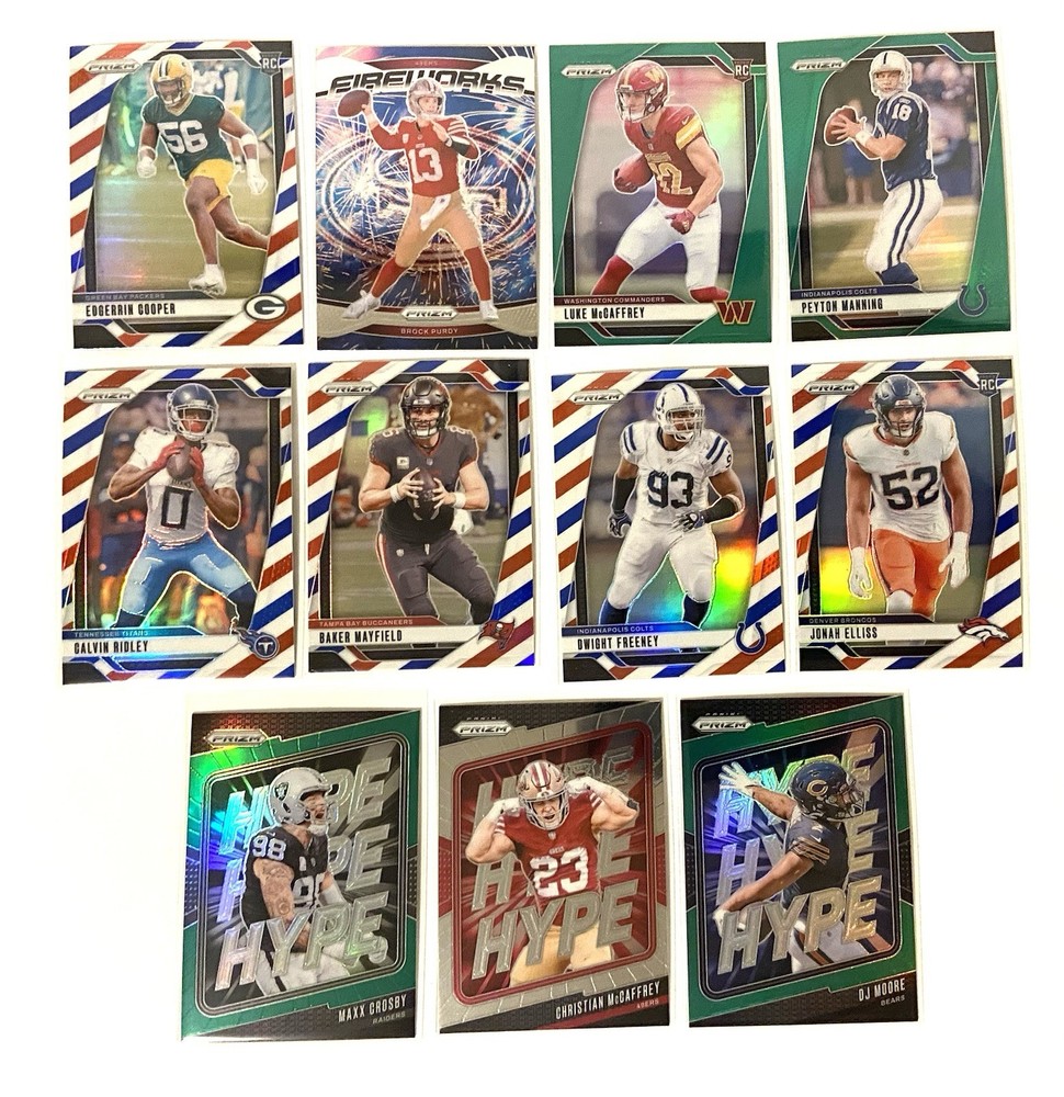 2024 NFL Panini Prizm Inserts And Parallel Lot - Red White And Blue, Green, +++