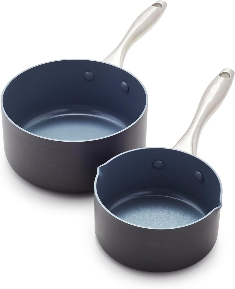 GreenPan Lima 1qt & 2qt Ceramic Non-Stick Saucepan Set with Eco-Ceramic Coating