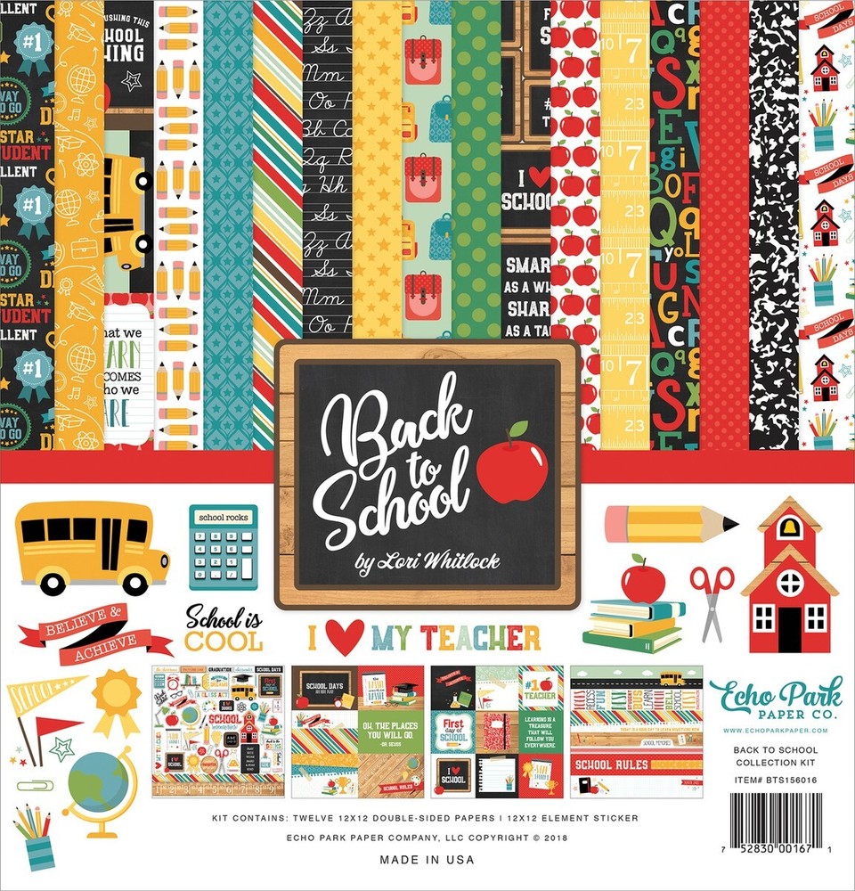 Back To School - 12x12 Collection Kit Echo Park Scrapbook Papers + Stickers-image
