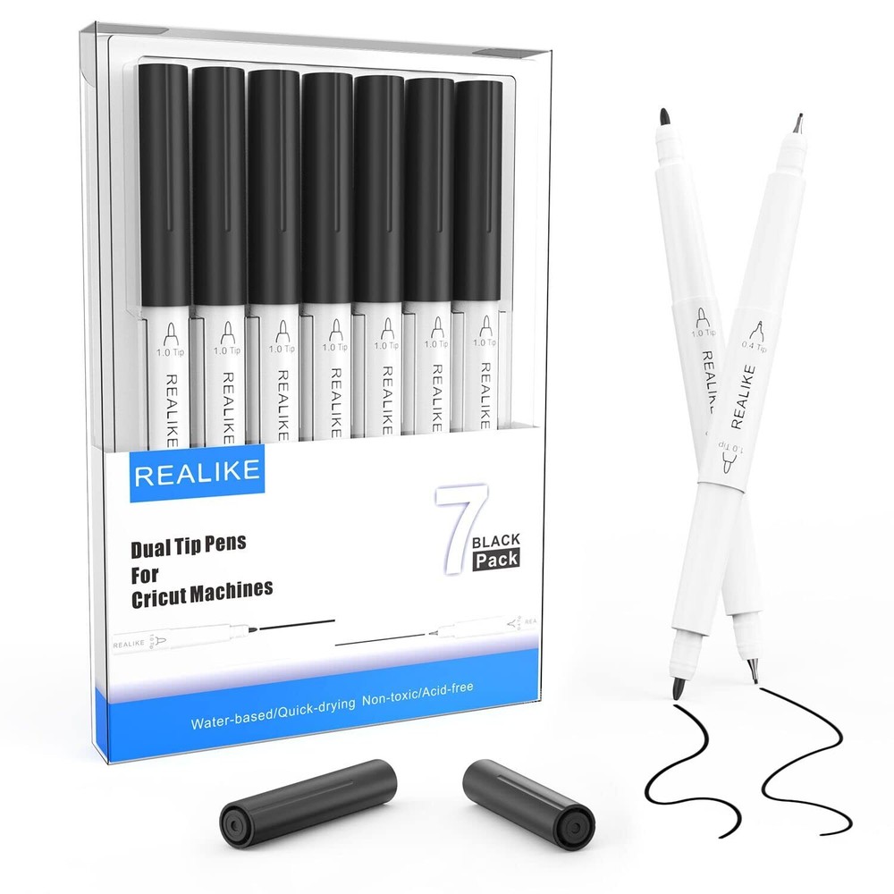 REALIKE Dual Tip Pens for Cricut Maker 3/Maker/Explore 3/Air 2/Air, Black Pen...