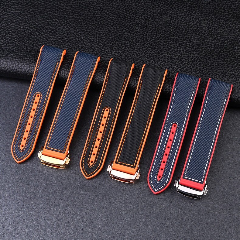 21mm Curved Premium Waterproof Rubber Watch Strap with Buckle