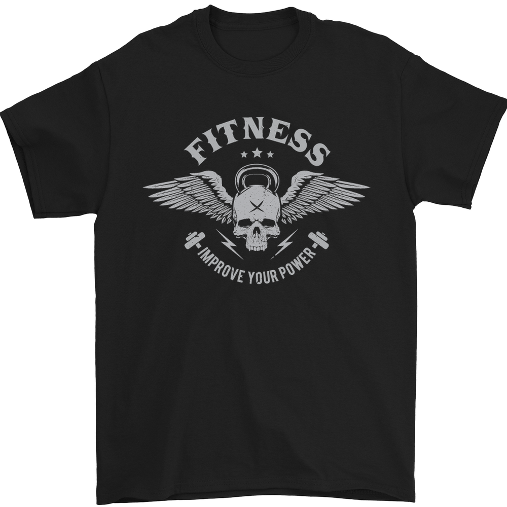 Gym Fitness Improve Your Power Skull Mens T-Shirt 100% Cotton