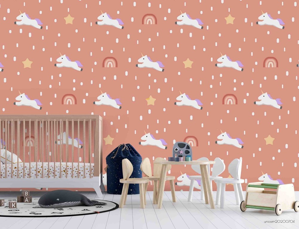 3D Unicorns Rainbow Cartoon Pattern Wall Murals Wallpaper Murals Wall Sticker 3