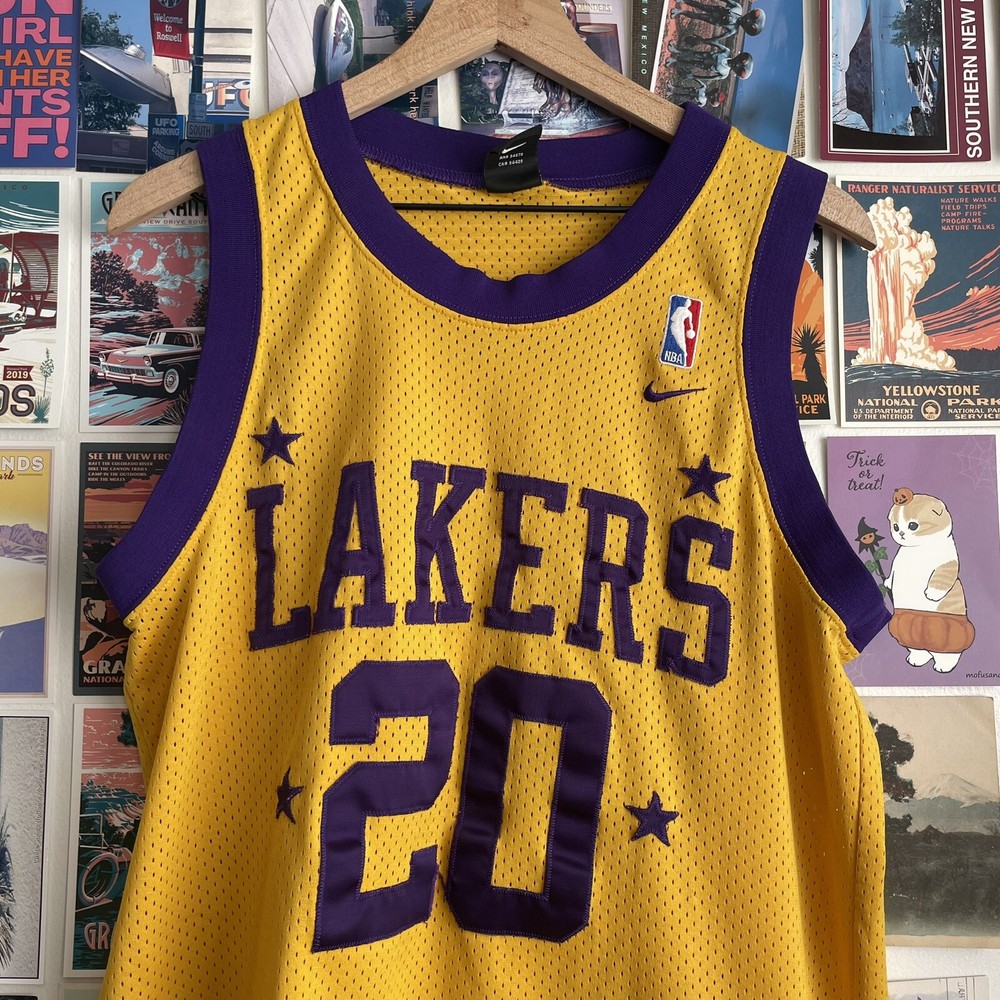 Vintage Nike Gary Payton Los Angeles Lakers 20 Rewind Jersey M +2 Length  