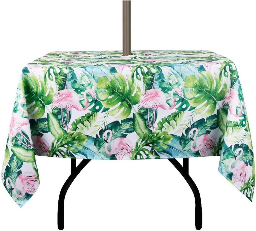 Outdoor Indoor 60inch Square Tablecloth with Umbrella Hole and Zipper Waterproof