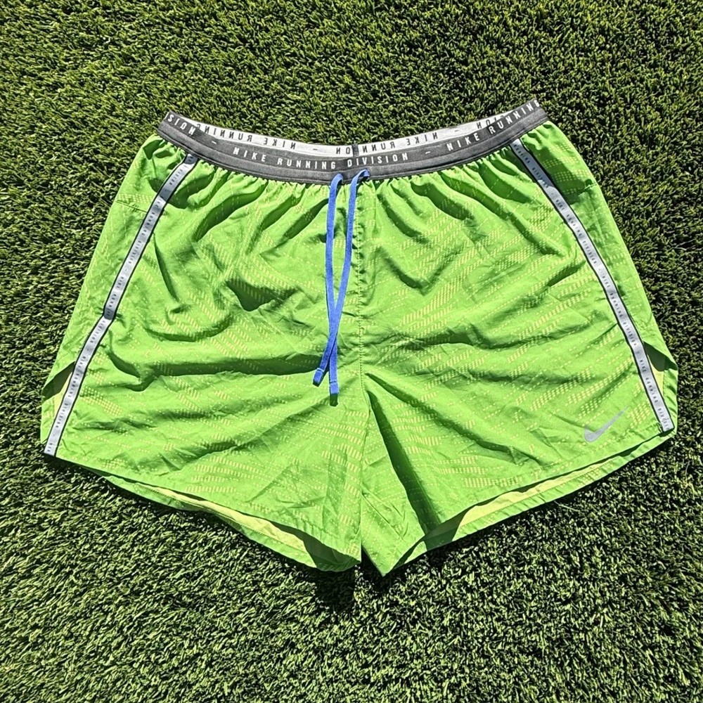 Nike Running Division Dri-FIT Lime Green 5 Inch Inseam Mens XL Zipper Pocket