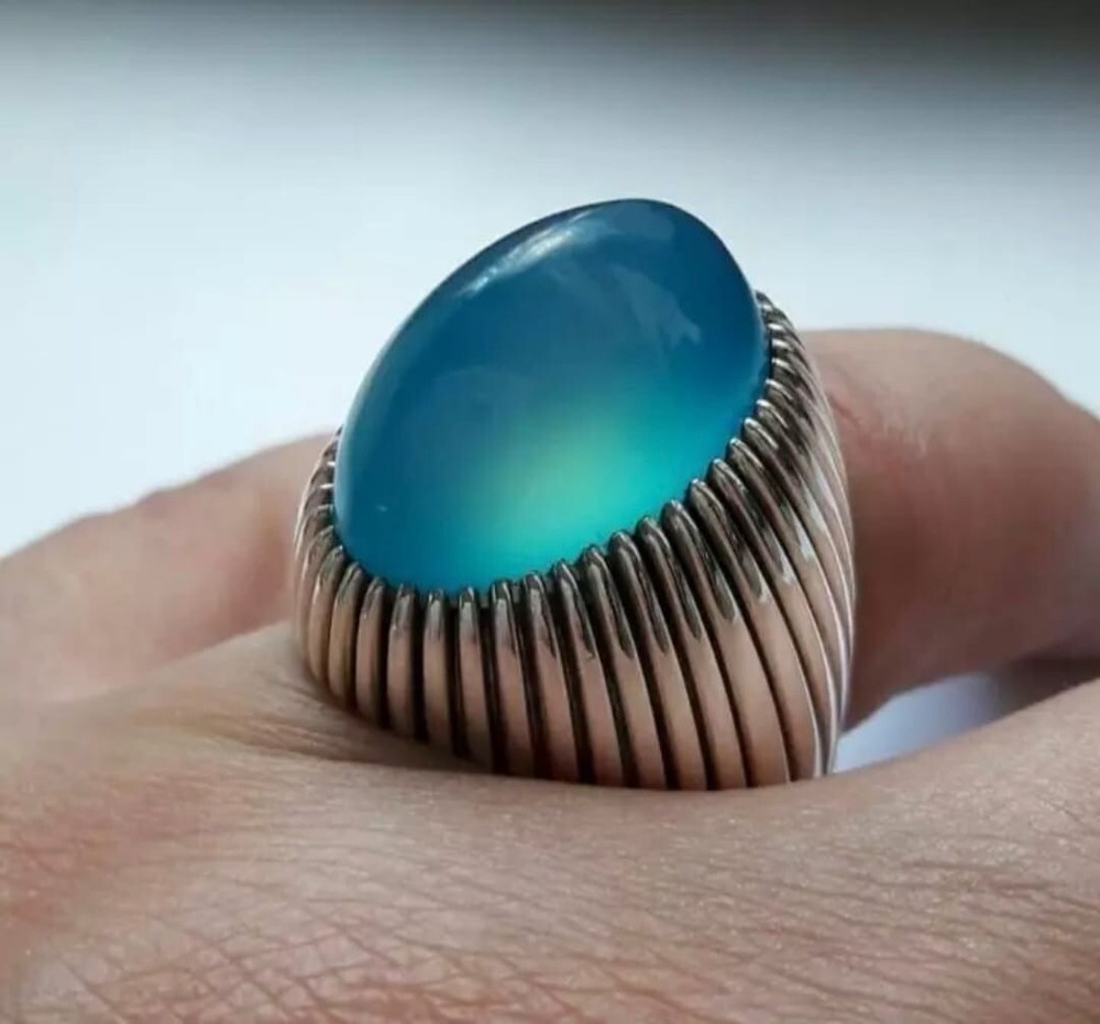 Naturan sky Aqeeq Ring For Men Aqeeq Ring Agate In Sterling Silver 925