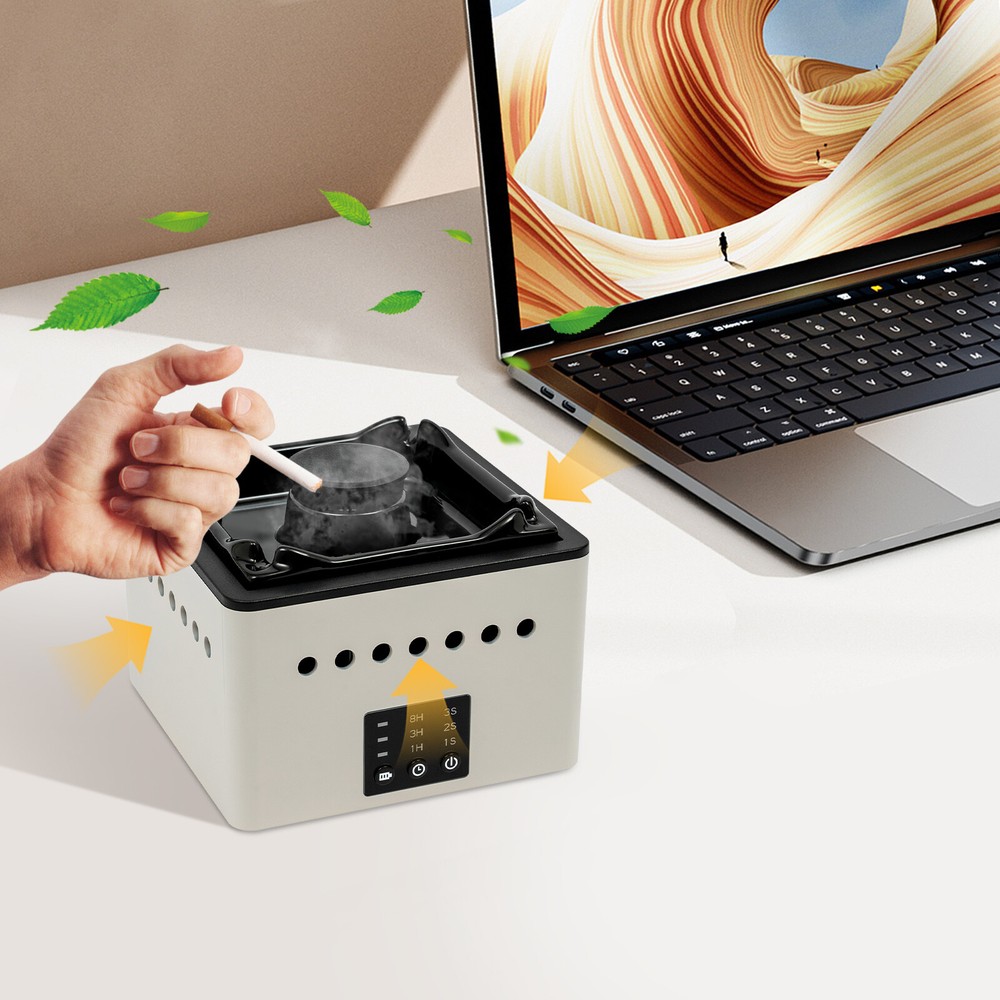 Black 2 in 1 Multifunctional Smokeless Ashtray,Purifier Ashtrays with Filter NEW