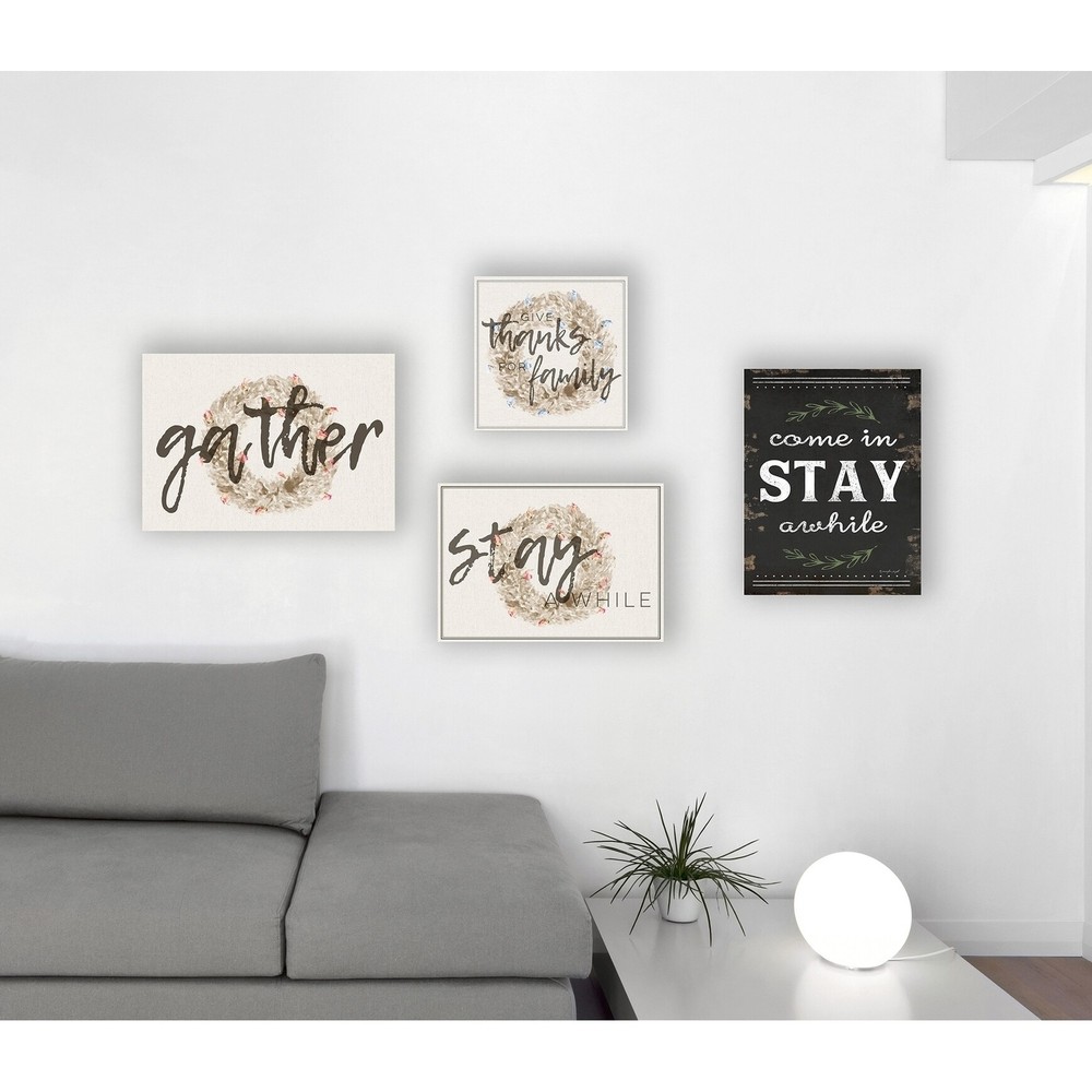 Stupell Give Thanks For Family Wreath Wall Plaque Art  12 x 12