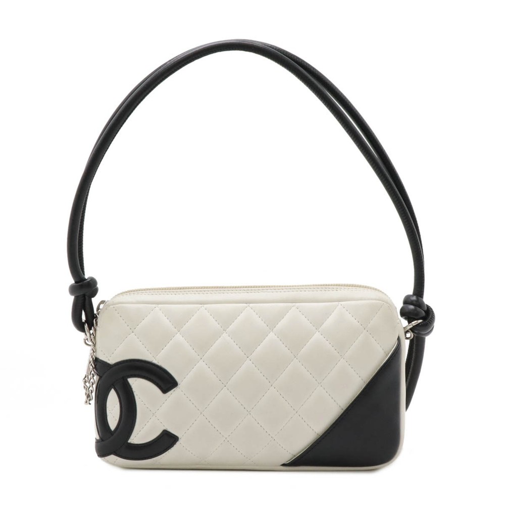 CHANEL Cambon Line Coco Mark Accessory Pouch Shoulder Bag White 665293