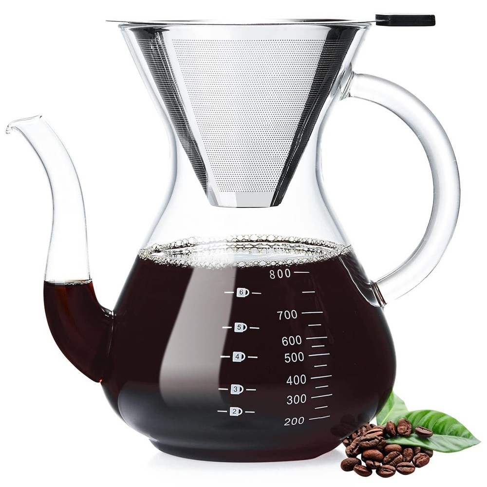 - Pour Over Coffee Maker with Double Stainless Filter 34 fl oz, Thickened Hea...